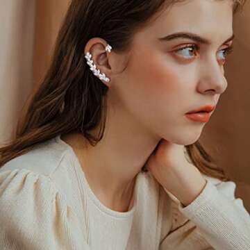 LOREMOW 2 Pair Ear Clips Ear Clip Earrings for Women Clip on Earrings Non Pierced Butterfly Earring Cuff Wrap Earrings Set AS