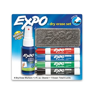 EXPO Low Odor Dry Erase Marker Set with Cleaner & Eraser