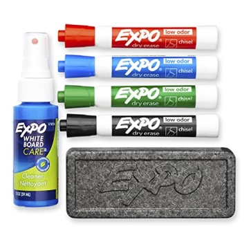 EXPO Low Odor Dry Erase Marker Set with Cleaner & Eraser