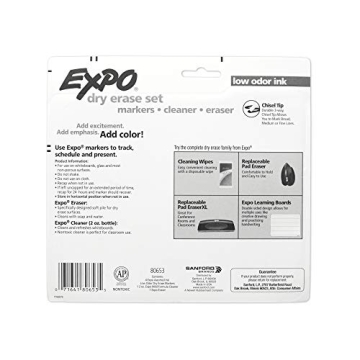 EXPO Low Odor Dry Erase Marker Set with Cleaner & Eraser