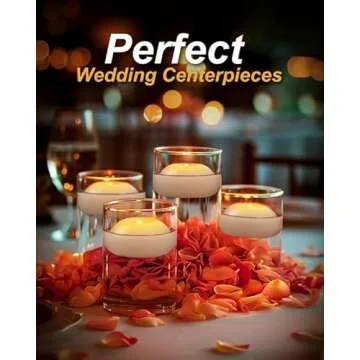 Homemory White Real Wax 3 Inch Flameless Floating Candles, 100+ Hour Battery Flickering Waterproof Tealights-Wedding Centerpiece, Engagement, Dinner Parties, Beach Parties, Home Decor, Set of 6