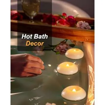 Homemory White Real Wax 3 Inch Flameless Floating Candles, 100+ Hour Battery Flickering Waterproof Tealights-Wedding Centerpiece, Engagement, Dinner Parties, Beach Parties, Home Decor, Set of 6