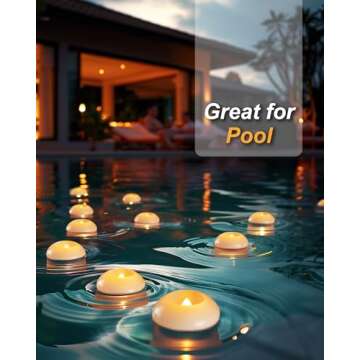 Homemory White Real Wax 3 Inch Flameless Floating Candles, 100+ Hour Battery Flickering Waterproof Tealights-Wedding Centerpiece, Engagement, Dinner Parties, Beach Parties, Home Decor, Set of 6