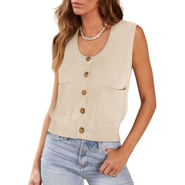 Womens Tops for Summer Sweater Vest Women Spring Fashion 2024 Tank Top Tank Top for Women 2024 Beige M