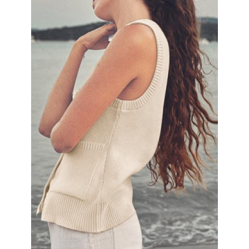 Womens Tops for Summer Sweater Vest Women Spring Fashion 2024 Tank Top Tank Top for Women 2024 Beige M