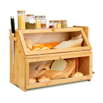 HOMEKOKO Double Extra Large Bread Box, Two-layer Extra Large Oversized Bread Box for Kitchen Counter...