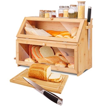 Double Extra Large HOMEKOKO Bread Box for Kitchen Storage