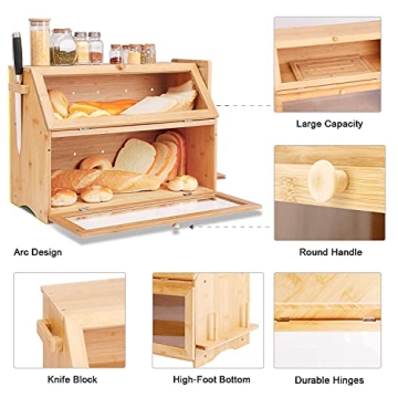 Double Extra Large HOMEKOKO Bread Box for Kitchen Storage