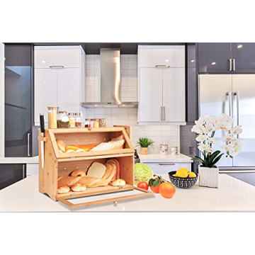 Double Extra Large HOMEKOKO Bread Box for Kitchen Storage