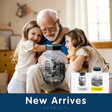 X-Large Piggy Bank for Adults Kids, Vcertcpl Digital Coin Counting Bank with LCD Counter, 2.4L Capac...