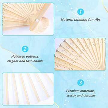 JOHOUSE Decorative Hand Fan Foldable, 28 Packs White Folding Paper Fans Handheld Chinese and Japanese Style Crafts for Wedding, Dancing, Party Favors DIY Decoration