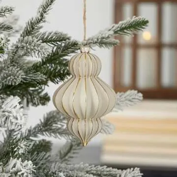Gesso Finial Glass Ornament Set - Elegant Holiday Decor