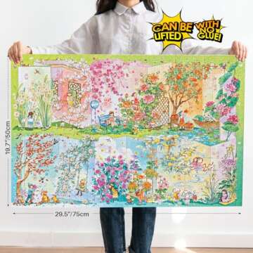 Puzzles for Adults 1000 Pieces, MOMIBOOK Jigsaw Puzzles of Flower Calendar, 75x50cm(29.5"x19.7") Int...