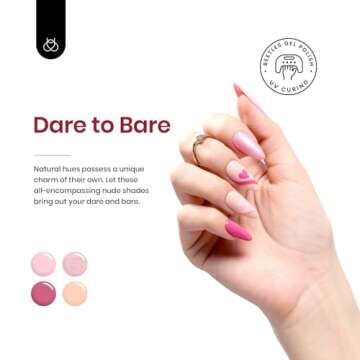 Beetles Gel Nail Polish 23Pcs Nail Set Dare to Bare Collection Nude Pink Gel Nail Polish White Soak off Uv Led Lamp Needed Manicure with 3Pcs Base Matte and Glossy Valentines Day Gift for Women