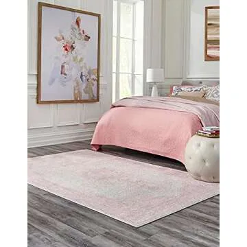 Stylish 5' x 8' Pink Low-Pile Rug for Any Room