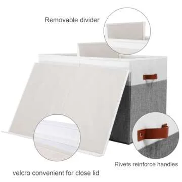 Large Toy Storage Box with Lid, Sturdy Toys Storage Chest Bin Organizer Basket with Dividers for Kids, Boys, Girls, Nursery, Closet, Bedroom, Playroom 26"x17" x17" (Grey and White)