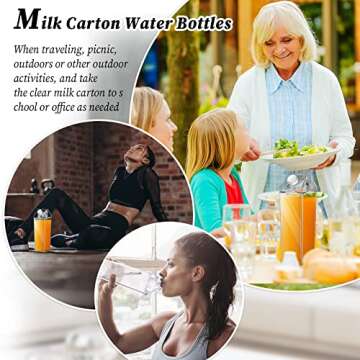 Remerry 3 Pcs 34oz Milk Carton Water Bottle Square Milk Bottle Plastic Coffee Milk Carton Bottle Portable Reusable Milk Carton Cup Leakproof Carton Shaped Juice Bottle (Clear)