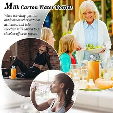 Remerry 3 Pcs 34oz Milk Carton Water Bottle Square Milk Bottle Plastic Coffee Milk Carton Bottle Portable Reusable Milk Carton Cup Leakproof Carton Shaped Juice Bottle (Clear)