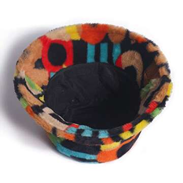 xperry Women's Colorful Letter Print Faux Fur Bucket Hat Warm Fuzzy Fluffy Winter Warmer Fisherman C...