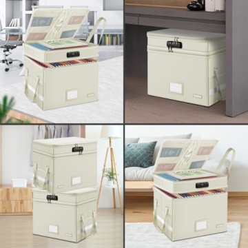 Fireproof File Box with Lock Portable Organizer