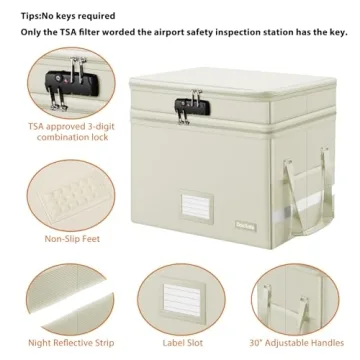 Fireproof File Box with Lock Portable Organizer