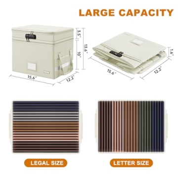 Fireproof File Box with Lock Portable Organizer