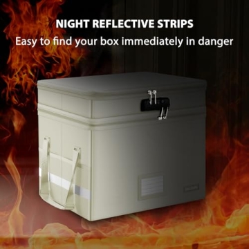 Fireproof File Box with Lock Portable Organizer