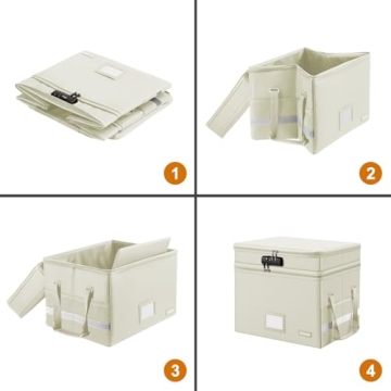 Fireproof File Box with Lock Portable Organizer