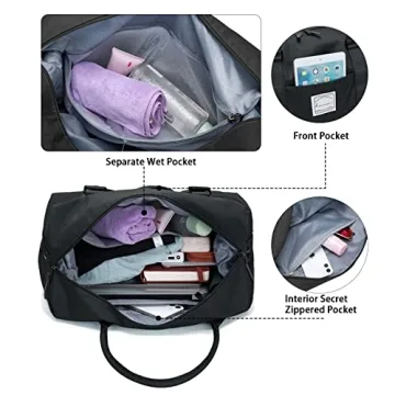 Travel Duffel Bag for Men - Waterproof Weekender with Dry/Wet Pocket