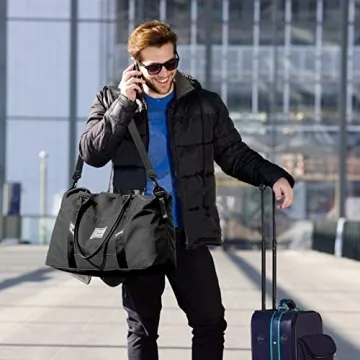 Travel Duffel Bag for Men - Waterproof Weekender with Dry/Wet Pocket