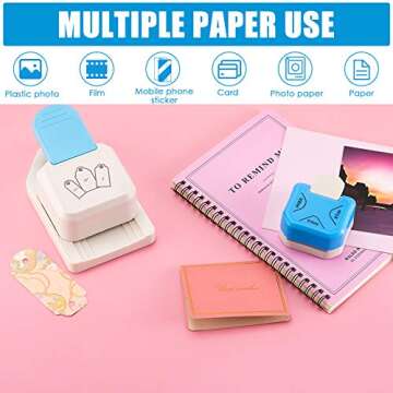 2 Pieces Tag Punch Corner Cutter 3 in 1 Corner Paper Punch Rounder Tag Shape Lever Action Punch for Present Making, DIY Crafts Projects, Photo Cutter, Card Making Supplies