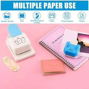 2 Pieces Tag Punch Corner Cutter 3 in 1 Corner Paper Punch Rounder Tag Shape Lever Action Punch for Present Making, DIY Crafts Projects, Photo Cutter, Card Making Supplies