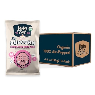LesserEvil Himalayan Pink Salt Organic Popcorn Pack of 3