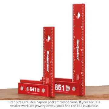 Woodpeckers Precision Woodworking Square, 6 Inch, Aluminum, USA Made, Feature Packed Square, Self Standing, Shoulder Lip, Laser Engraved Scales