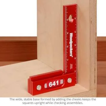 Woodpeckers Precision Woodworking Square, 6 Inch, Aluminum, USA Made, Feature Packed Square, Self Standing, Shoulder Lip, Laser Engraved Scales