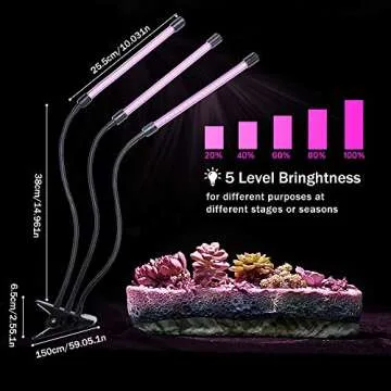 Winjoy Grow Light, 30W LED Grow Lamp Bulbs Plant Lights Full Spectrum, Auto ON & Off with 3/6/12H Timer 5 Dimmable Levels Clip-On Desk Grow Lamp, Triple Head Adjustable Gooseneck for Indoor Plants