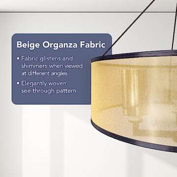 Elk Home Diffusion 4-Light Chandelier - in Oil Rubbed Bronze Finish, with Beige Organza with Mercury Glass Inner Shade, Transitional Style