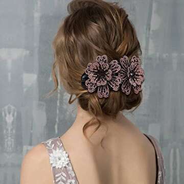 inSowni 4 Pack Luxury Fancy Gems Korean Decorative Glitter Sparkly Crystals Rhinestones Double Flowe...