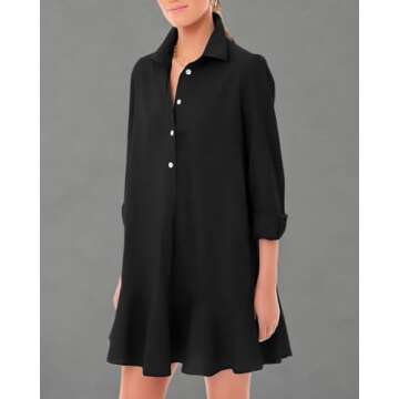 YEXPINE Women's Tunic Mini Dress - Floral Cotton Shift