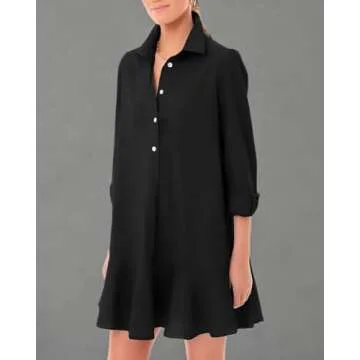 YEXPINE Women's Tunic Mini Dress - Floral Cotton Shift