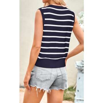 NALANISA Women's Trendy Summer Sweater Vests 2025 V Neck Sleeveless Button Up Knit Crop Tank Tops Y2k Vest Shirts Spring Outfits (Navy,M)