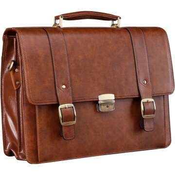 Ronts 15.6" Leather Briefcase for Men