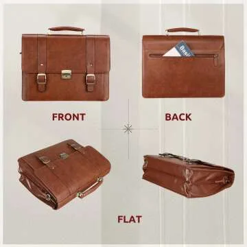 Ronts 15.6" Leather Briefcase for Men