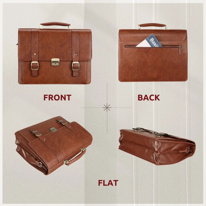 Ronts 15.6" Leather Briefcase for Men