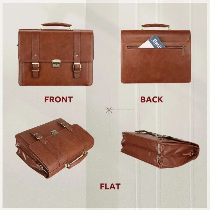 Ronts 15.6" Leather Briefcase for Men