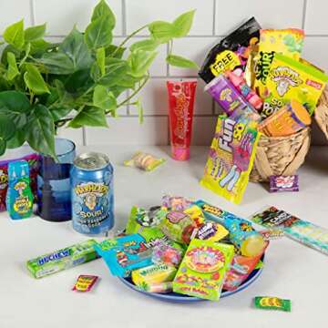 Fountain City Fulfillment 20 Pieces Sour Candy Variety Pack - Unique Mystery Box With 12oz Warheads-Flavored Soda - Assorted Treats For Halloween, Christmas, Birthdays & Easter Gift Basket - Bulk Pack