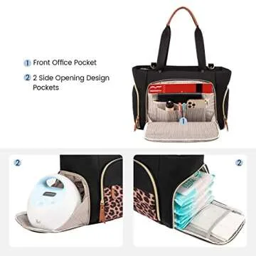LOVEVOOK Breast Pump Bag & Diaper Tote - 3Pc Set for Breastfeeding Moms - Laptop Pocket, Cooler & Changing Pad - Fits Most Pumps