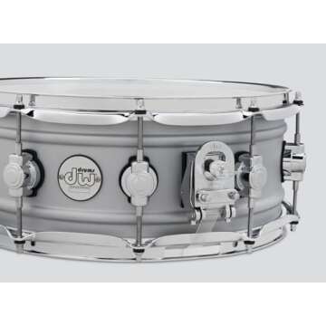 DW Design Series Aluminum Snare Drum - 5.5x14, Matte Aluminum