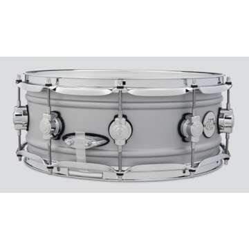 DW Design Series Aluminum Snare Drum - 5.5x14, Matte Aluminum