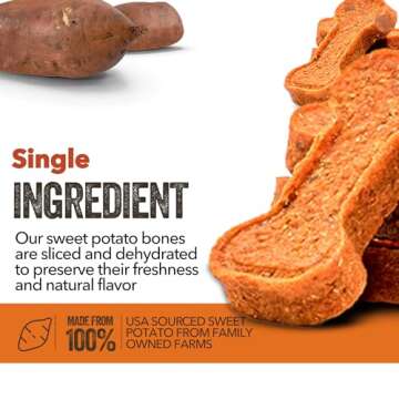 Gaines Family Farmstead Sweet Potato Dog Bones, All-Natural, Grain Free Dog Treats for All Ages & Br...